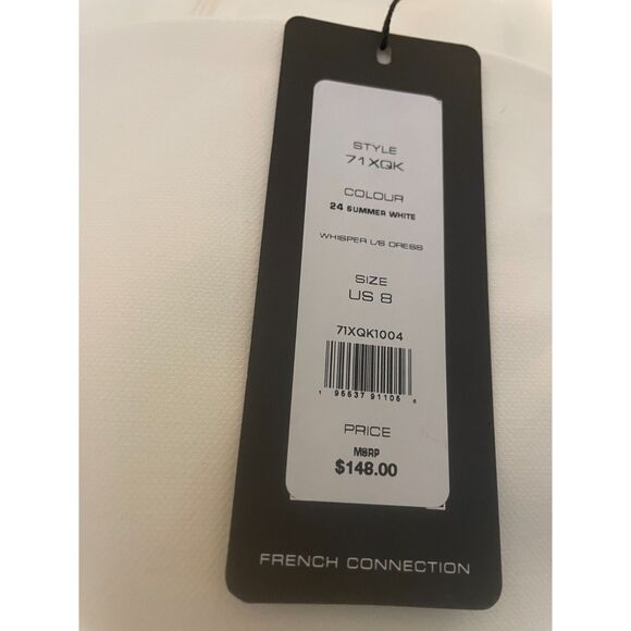 NWT French Connection Whisper Long Sleeve Mini Dress, White Ponte Size 12 LWD - Picture 6 of 7